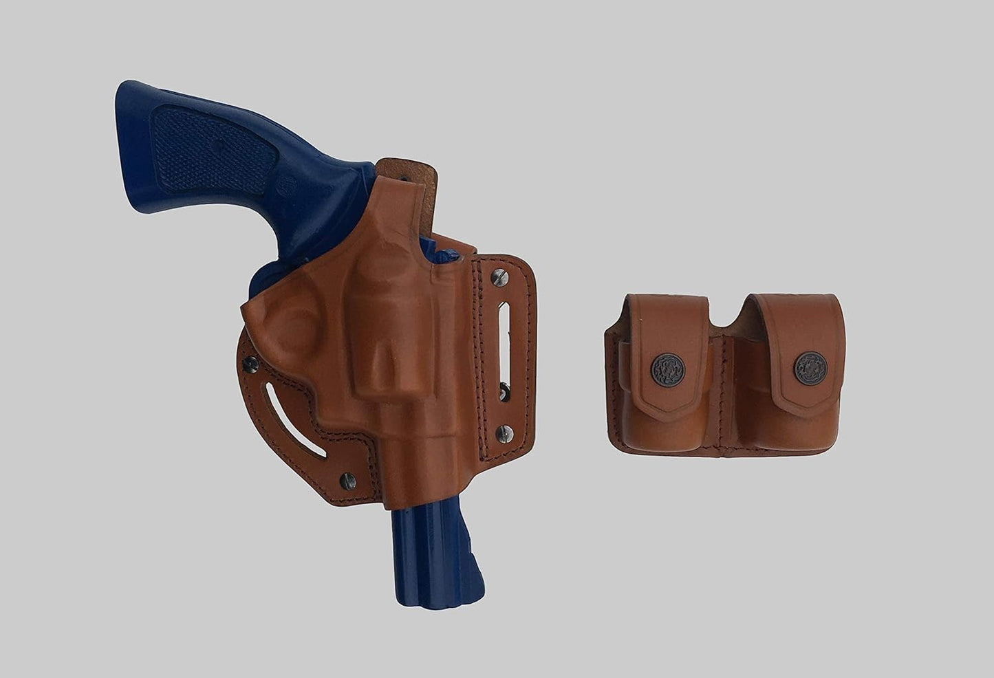 KHS306 Shoulder & Belt Holster Open-end with Double Speedloader Pouch 357 Magnum & Similar Revolvers (2in1)