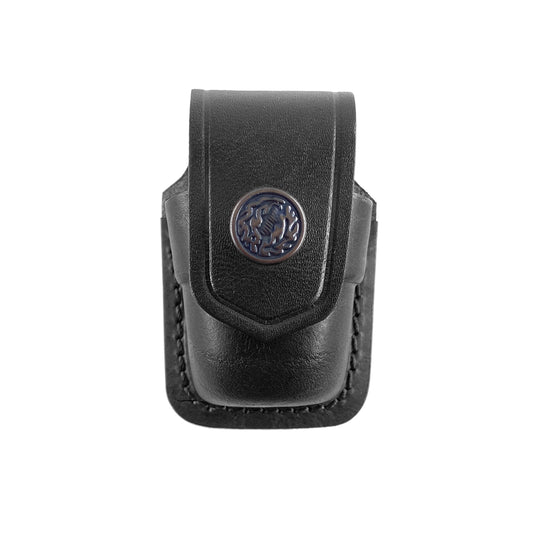 Leather revolver speed loader pouch speedloader holster 357 ammo holder brown black magazine loader round hand gun S&W smith wesson .22 .38 .44 .357 revolvers mag single double belt loop belt clip handmade speedloader carrier case police 6 shot