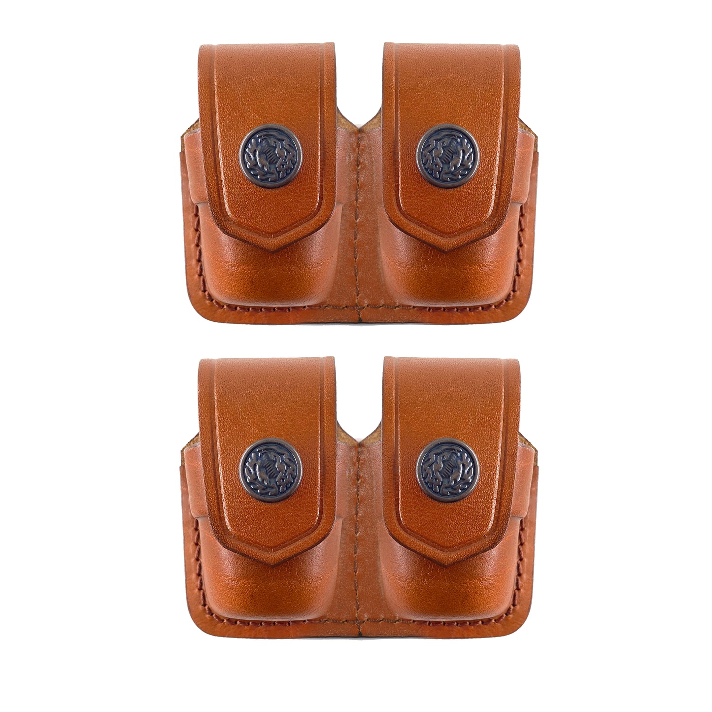 Leather revolver speed loader pouch speedloader holster 357 ammo holder brown black magazine loader round hand gun S&W smith wesson .22 .38 .44 .357 revolvers mag single double belt loop belt clip handmade speedloader carrier case police 6 shot