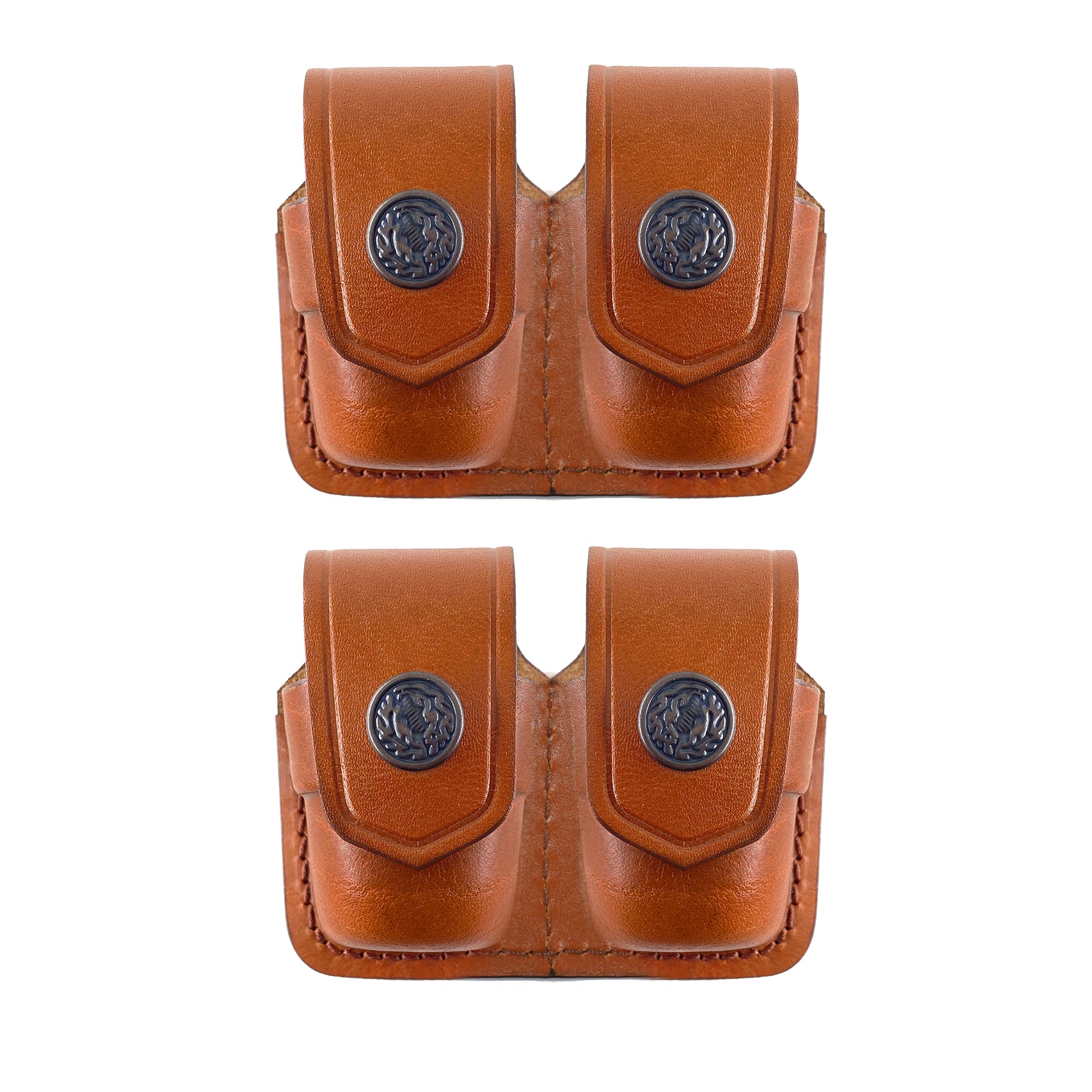 Leather revolver speed loader pouch speedloader holster 357 ammo holder brown black magazine loader round hand gun S&W smith wesson .22 .38 .44 .357 revolvers mag single double belt loop belt clip handmade speedloader carrier case police 6 shot