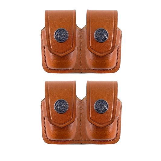 Leather revolver speed loader pouch speedloader holster 357 ammo holder brown black magazine loader round hand gun S&W smith wesson .22 .38 .44 .357 revolvers mag single double belt loop belt clip handmade speedloader carrier case police 6 shot