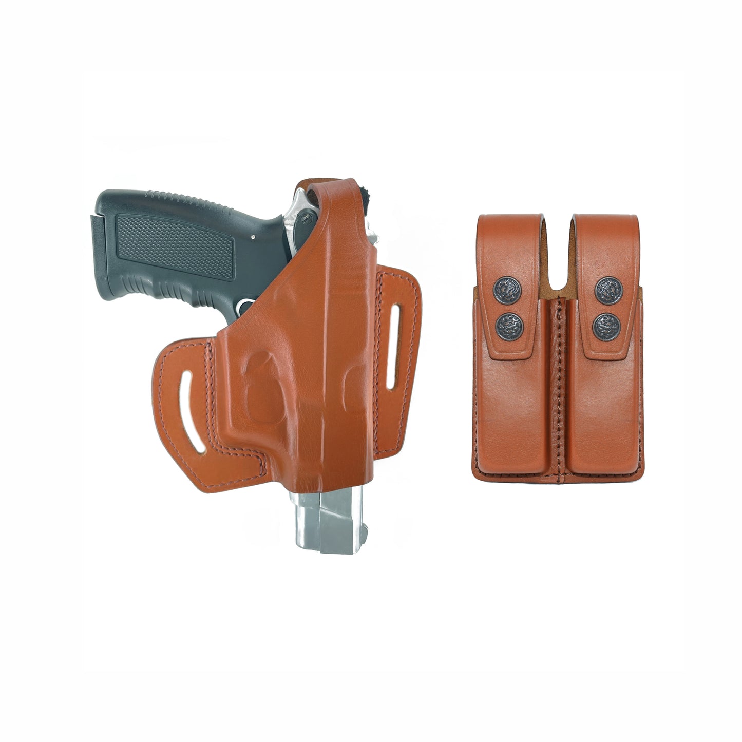 Leather gun Holster 9mm pistol glock 19 17 43 1911 owb adjustable belt pancake holsters black brown taurus g2c g3c thumb break open men women western sig sauer smith Wesson Ruger Springfield concealed carry right hand 1791