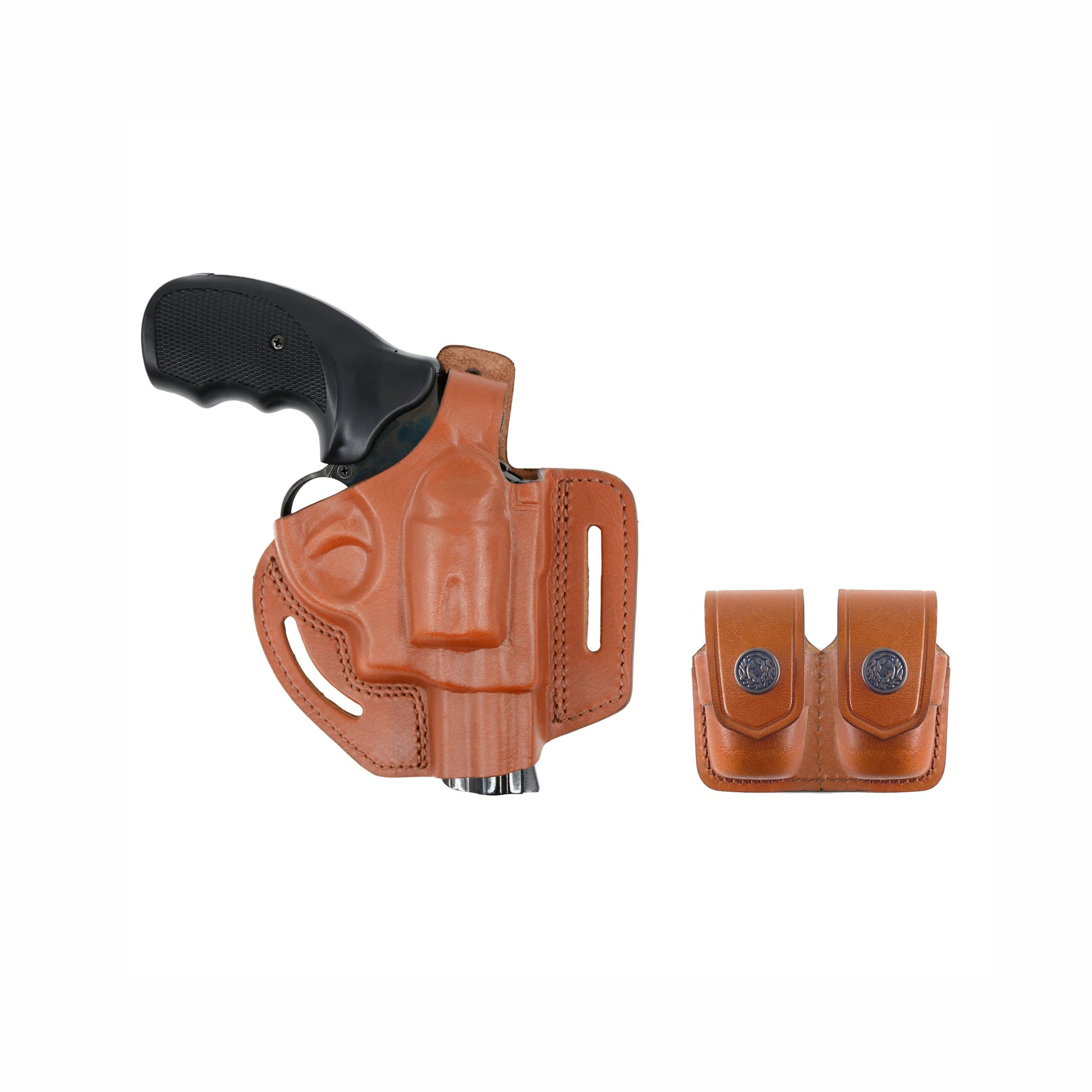 Leather revolver Holster OWB Pancake 22 38 gun holsters outside carry adjustable belt black brown J Frame Smith & Wesson Ruger LCR Taurus 905 handgun thumb break open men women western 3 Inch barrel caliber 357 magnum concealed carry right hand