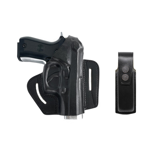 Leather gun Holster 9mm pistol glock 19 17 43 1911 owb adjustable belt pancake holsters black brown taurus g2c g3c thumb break open men women western sig sauer smith Wesson Ruger Springfield concealed carry right hand 1791
