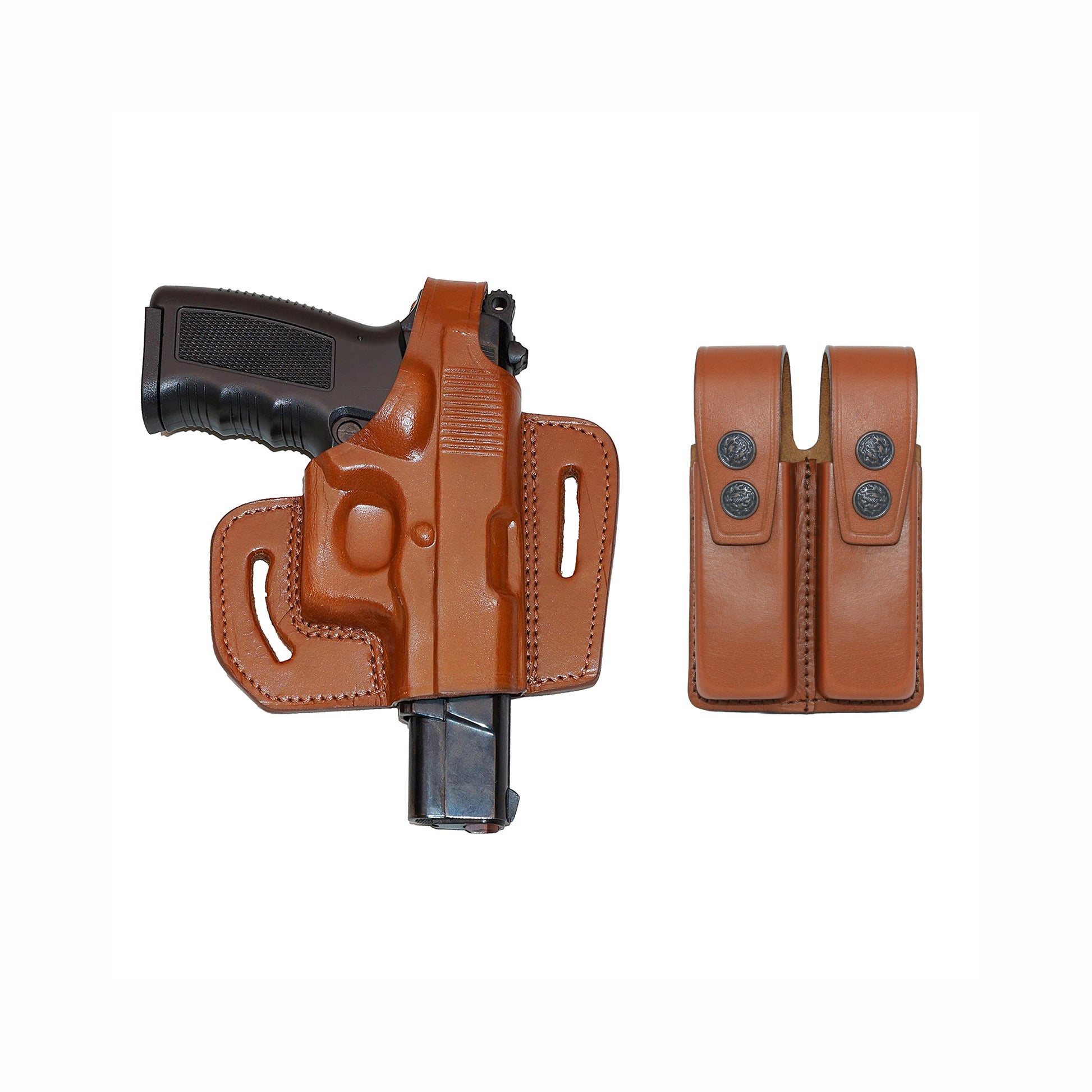 Leather gun Holster 9mm pistol glock 19 17 43 1911 owb adjustable belt pancake holsters black brown taurus g2c g3c thumb break open men women western sig sauer smith Wesson Ruger Springfield concealed carry right hand 1791