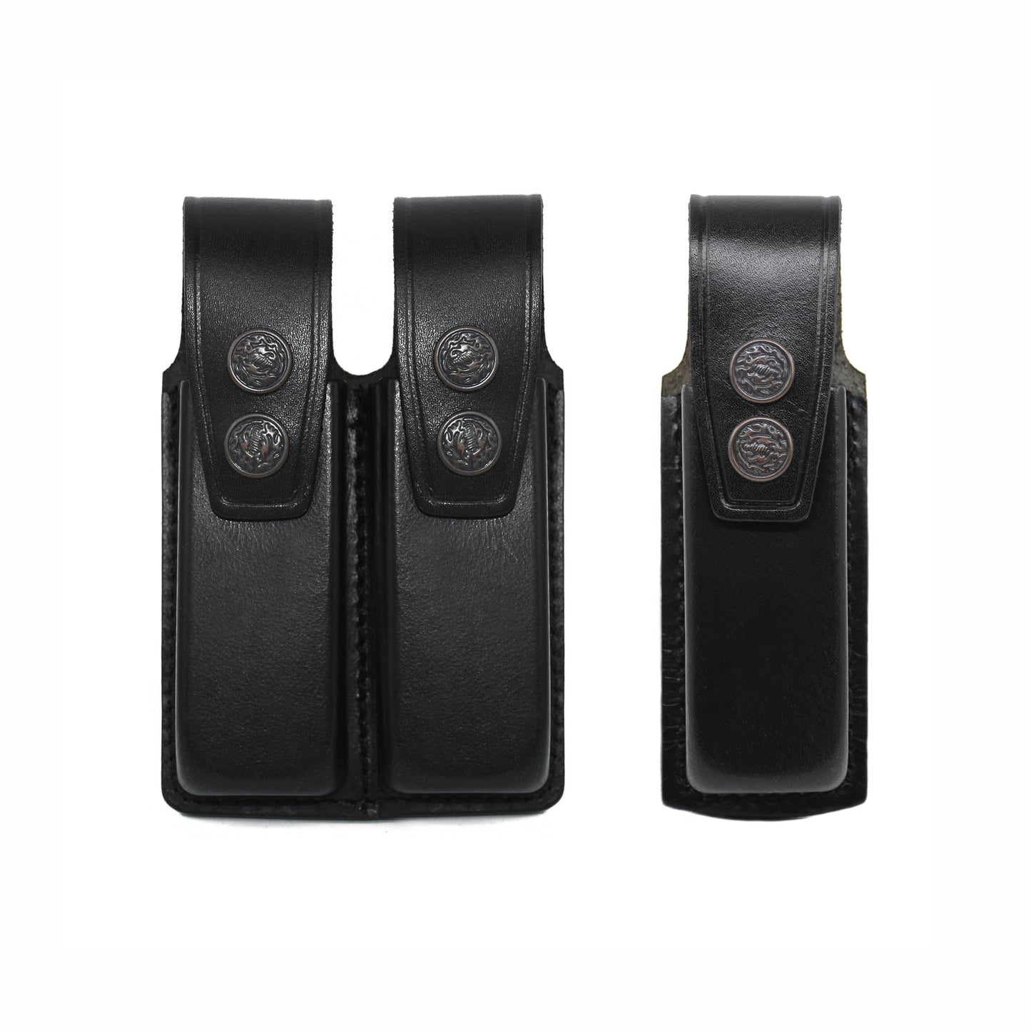 Leather pistol magazine pouch magazine holster holder hand gun Glock colt 17 19 22 23 1911 9mm brown black double belt loop police Mag Double Single Stack Clip Magazine Cartridge Beretta 92 Taurus cz 75 handmade magazine carrier case