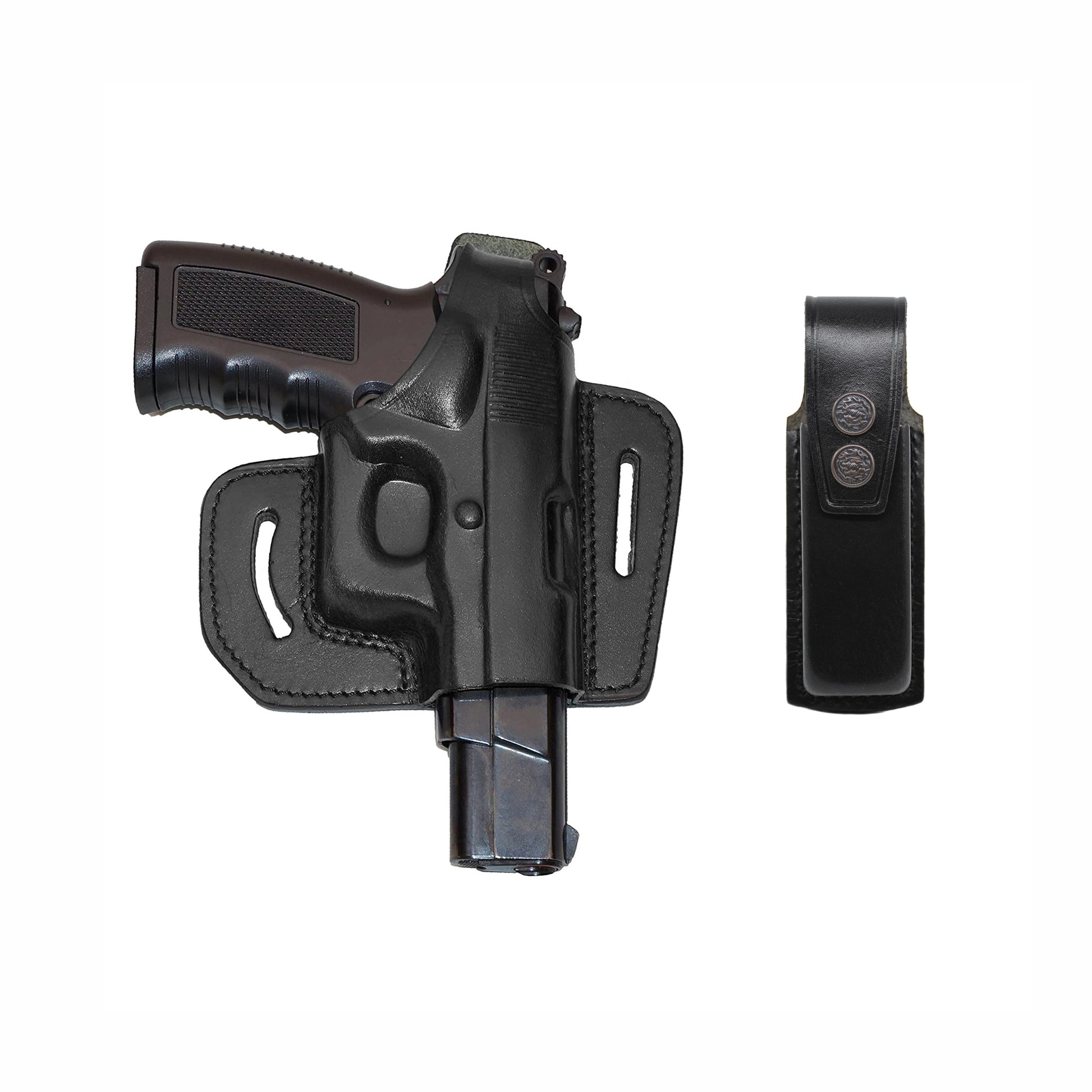 Leather gun Holster 9mm pistol glock 19 17 43 1911 owb adjustable belt pancake holsters black brown taurus g2c g3c thumb break open men women western sig sauer smith Wesson Ruger Springfield concealed carry right hand 1791