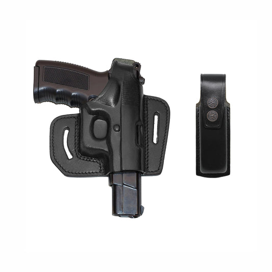 Leather gun Holster 9mm pistol glock 19 17 43 1911 owb adjustable belt pancake holsters black brown taurus g2c g3c thumb break open men women western sig sauer smith Wesson Ruger Springfield concealed carry right hand 1791