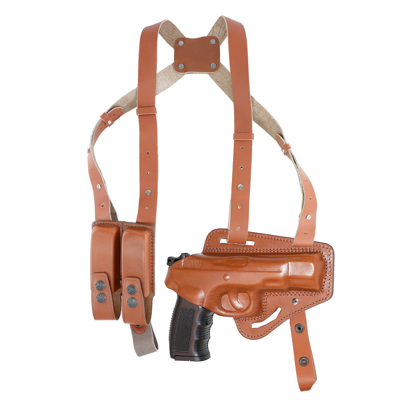 KHS311 Horizontal Shoulder & Belt Holster RH Thumb Break with Double Magazine Pouch for CZ 75 (2in1) Free Extension for Big Body Size!