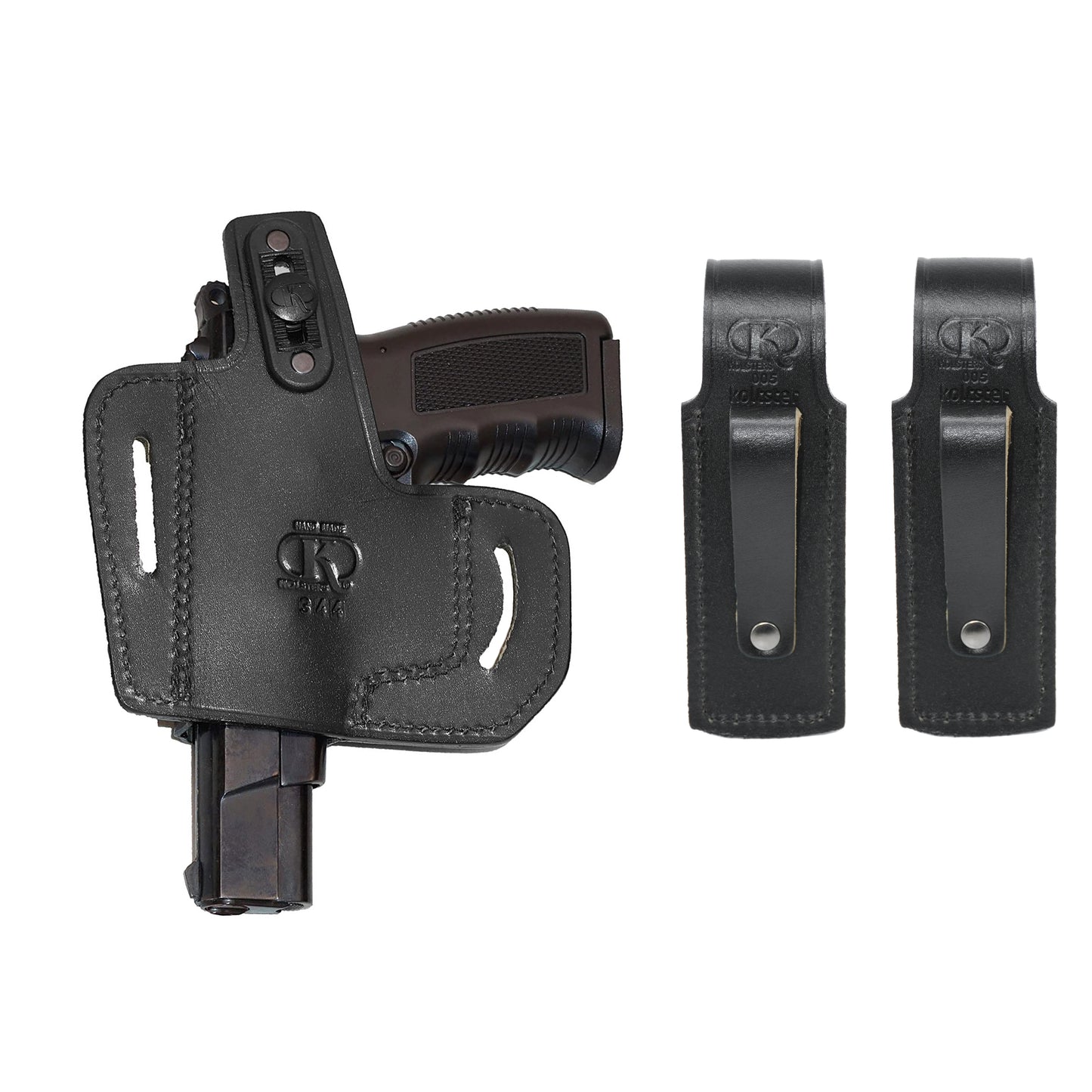 ALIS344202 Leather Pancake Holster Open-end Thumb Break RH & 2 Single Mag Pouches for Colt 1911 & All Other 1911 Models Handmade!