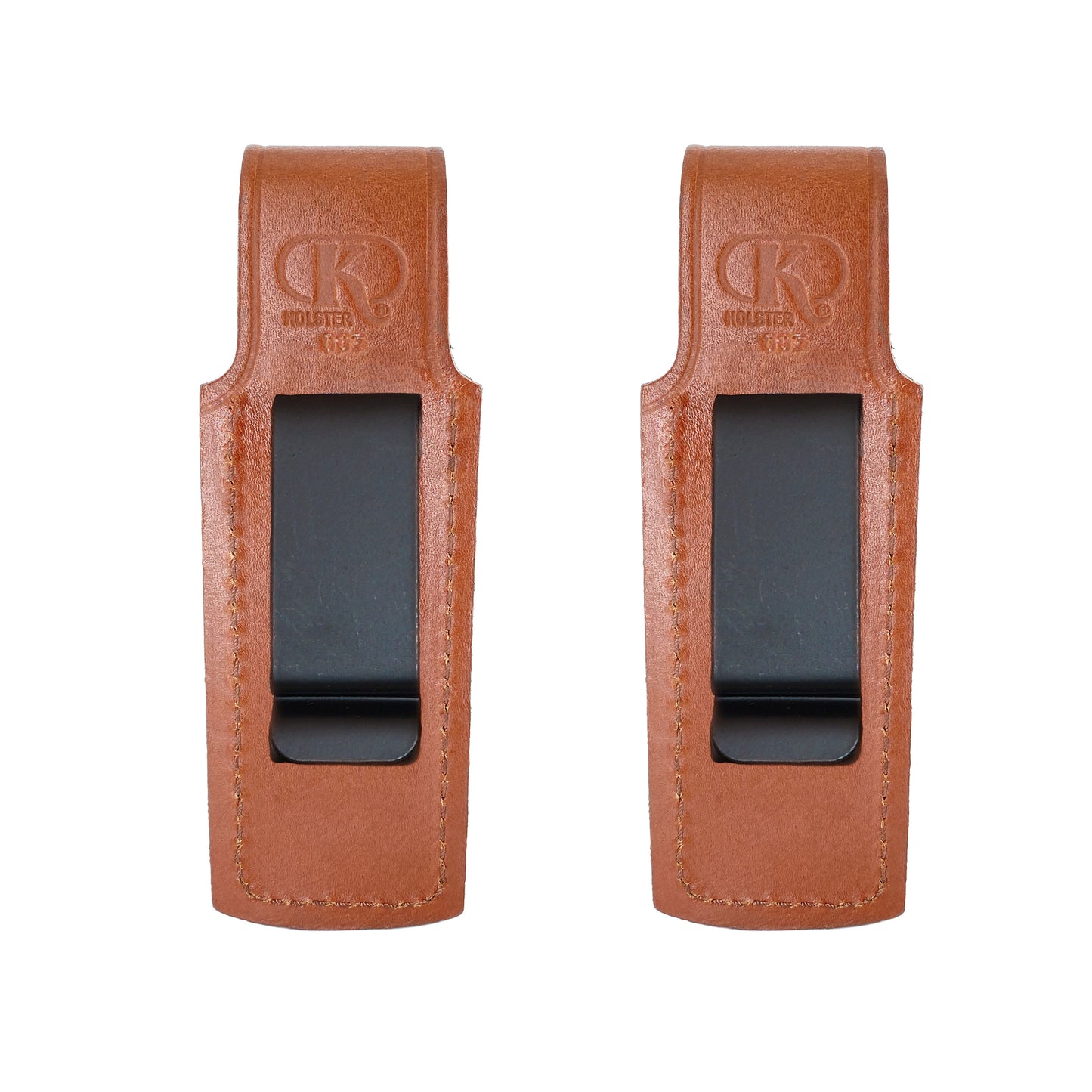 Holster ALISM2001 Two Single Leather Magazine Pouches with Belt Clip for Colt 1911 Handmade!
