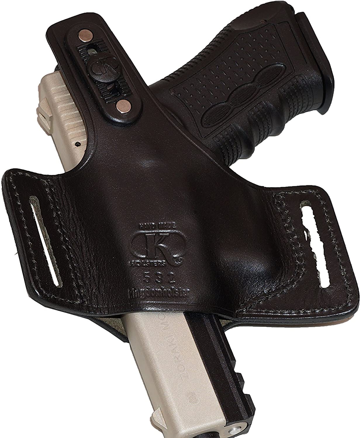 Pancake Leather Holster Fits Glock 17 19 22 23 26 27, Two Slot Hand-Molded Open-end RH Handmade! (ALIS532)