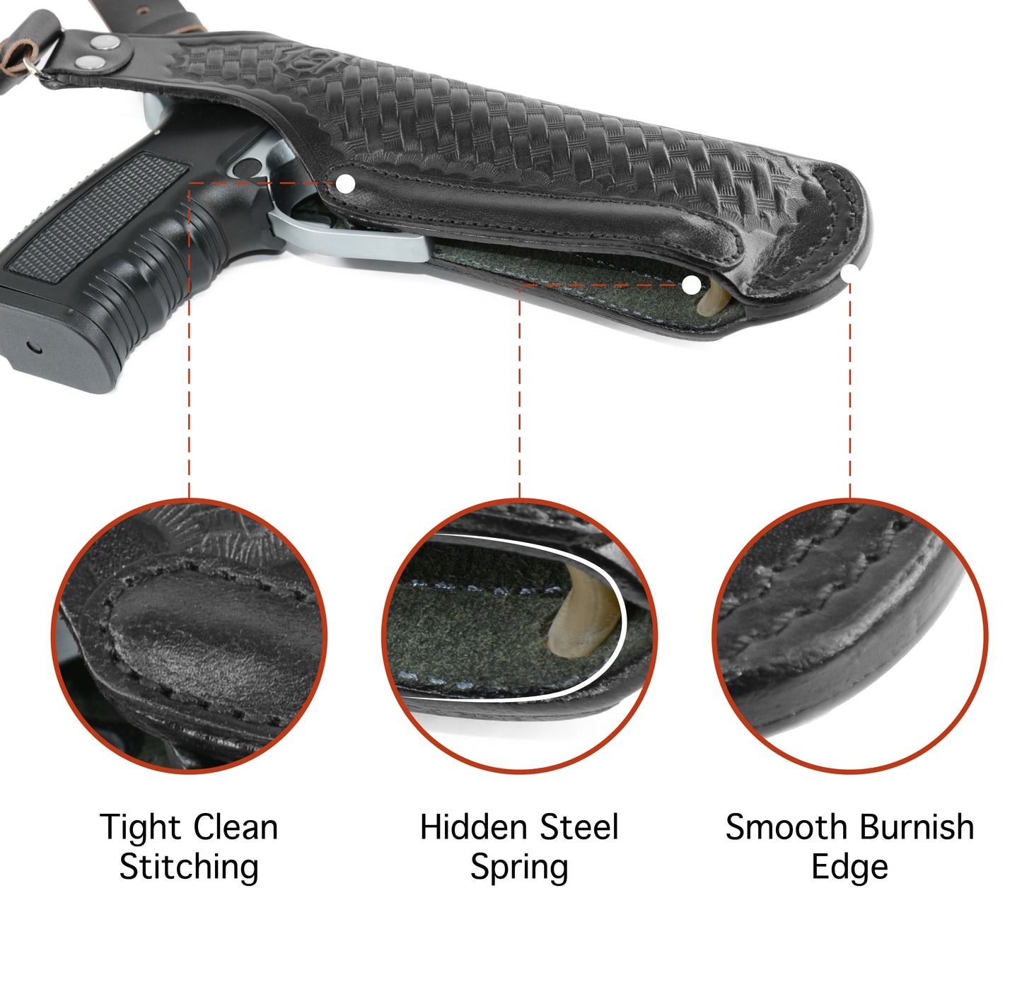 Basketweave Leather Vertical Shoulder Holster Colt 1911 & Double Magazine Pouch RH Handmade! (#K40003)