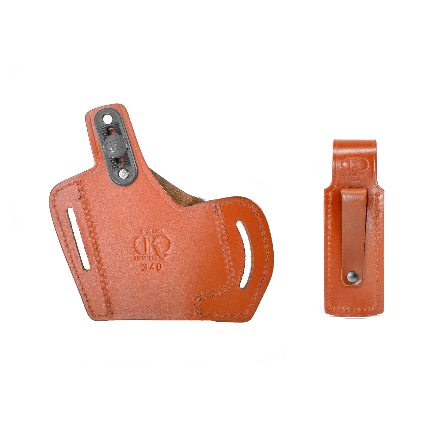 ALIS34090 Pancake Leather Holster Open-end Thumb Break RH & Single Magazine Pouch for Glock 17 19 22 23 Handmade!
