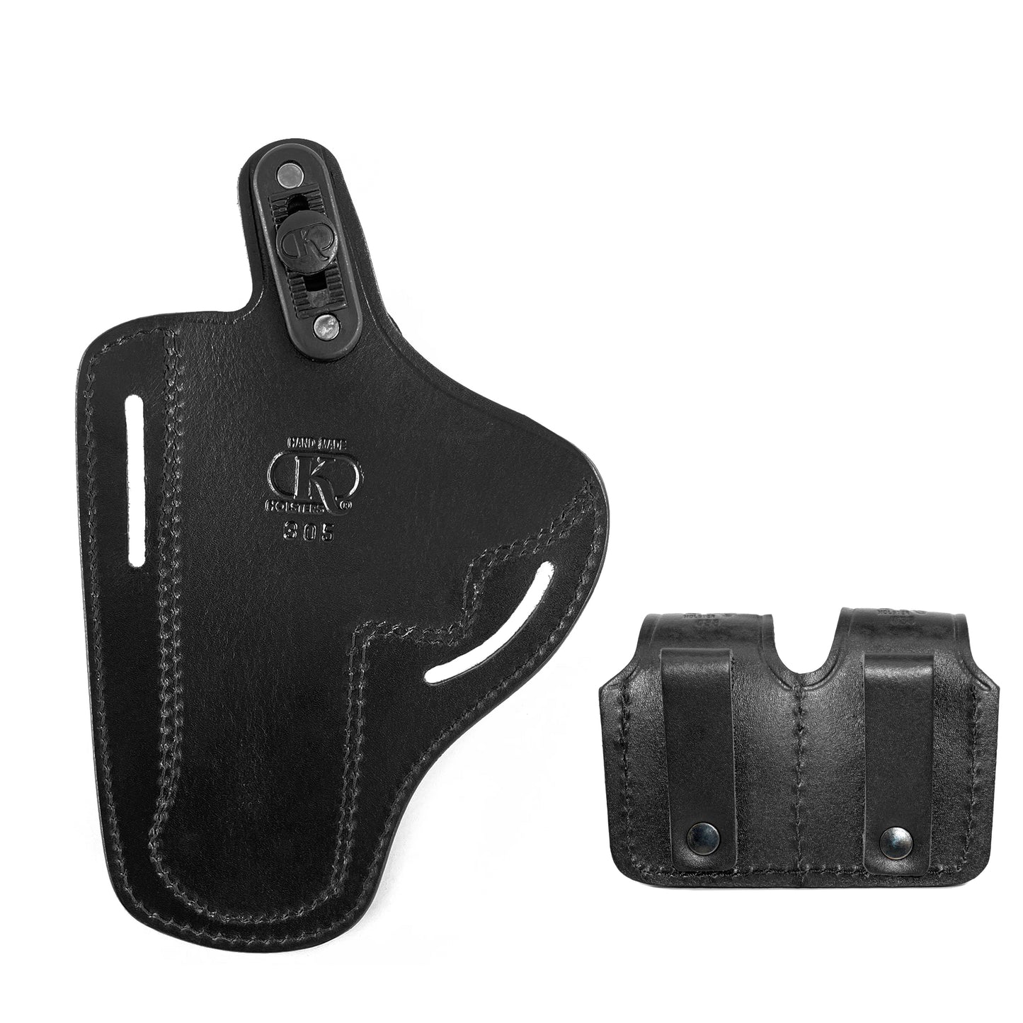 K40030538-357 Combo Basketweave Leather Vertical Shoulder Holster & Pancake Holster & Double Speedloader Case for 357 Magnum & Similar Revolvers 4" RH