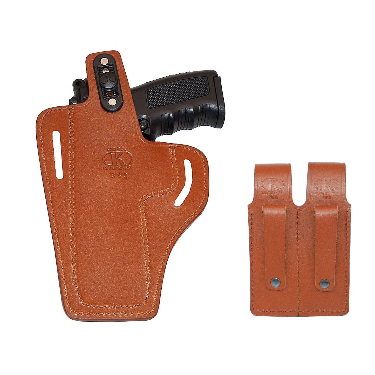 ALIS34303 Pancake Leather Holster & Double Magazine Pouch for All 1911 Models RH Handmade!