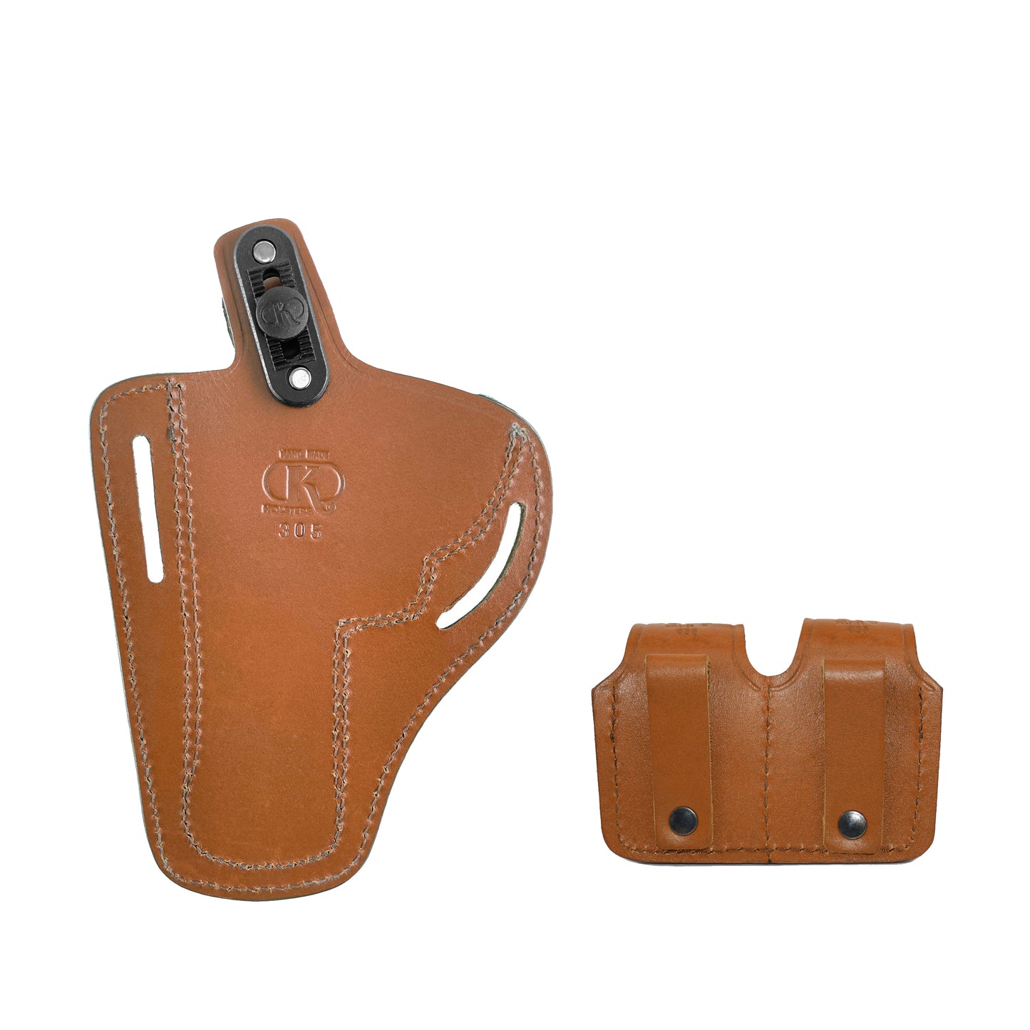 K40030538-357 Combo Basketweave Leather Vertical Shoulder Holster & Pancake Holster & Double Speedloader Case for 357 Magnum & Similar Revolvers 4" RH
