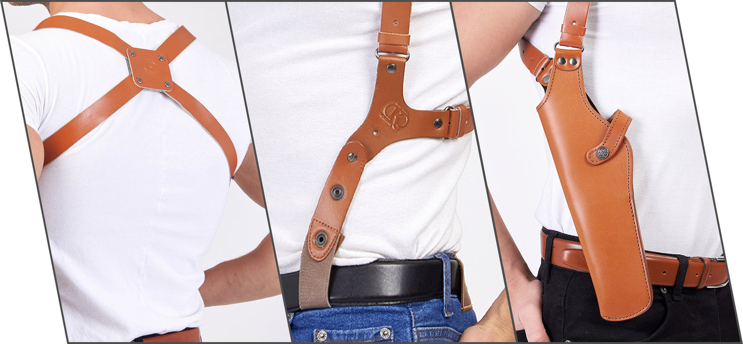 ALS454 Vertical Shoulder Holster Fits 357 Magnum 6’’ & Similar Revolvers RH Handmade! Free Extension for Big Body Size!