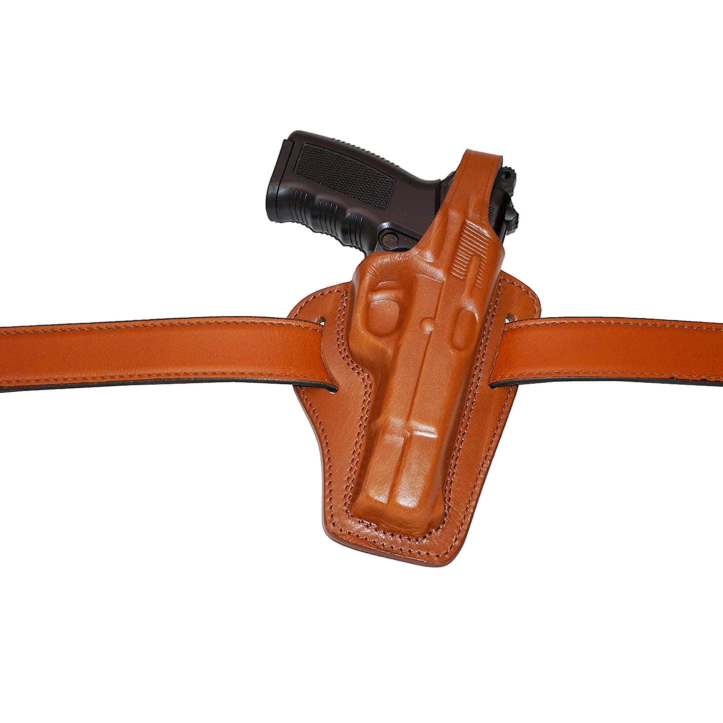 2 Slot Pancake Leather Holster Thumb Break Closed-end RH & Single Magazine Pouch Fits Browning HP Handmade! (#K30905)