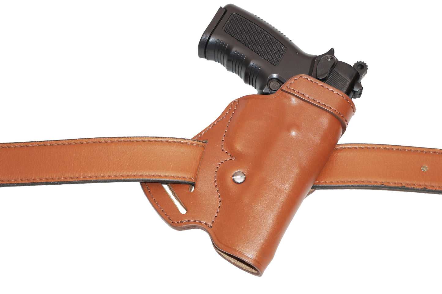 K467092 Small of Back Leather Holster RH & Double Magazine Pouch for Glock 17 Glock 22