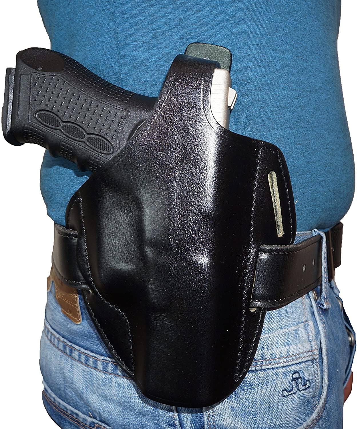 Pancake Leather Holster, Fits Glock 17 Glock 22, Three Slot Hand-Molded RH Handmade (ALIS529)