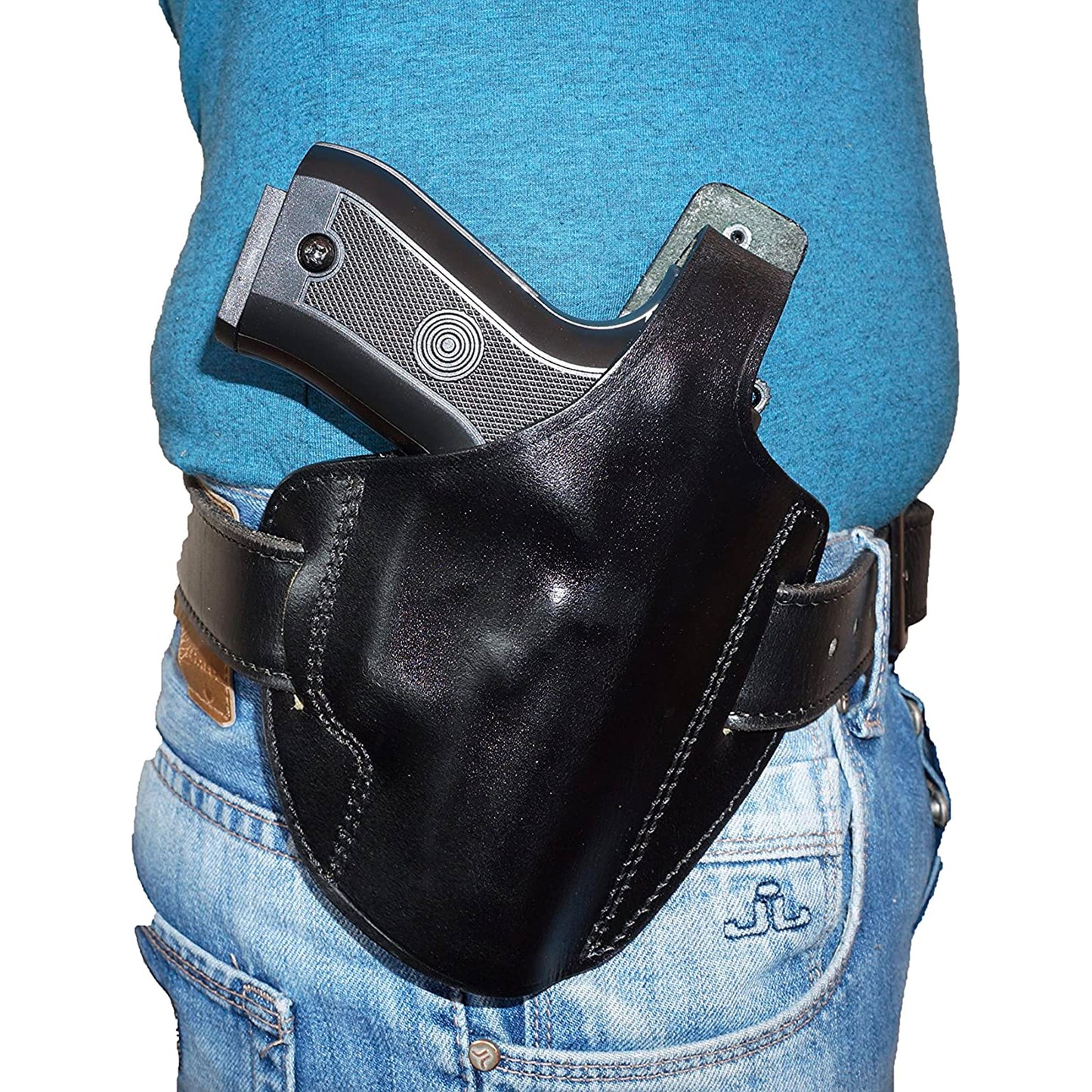 Pancake Leather Holster, Fits Glock 19 Glock 23, Two Slot Hand-Molded RH Handmade (ALIS531)