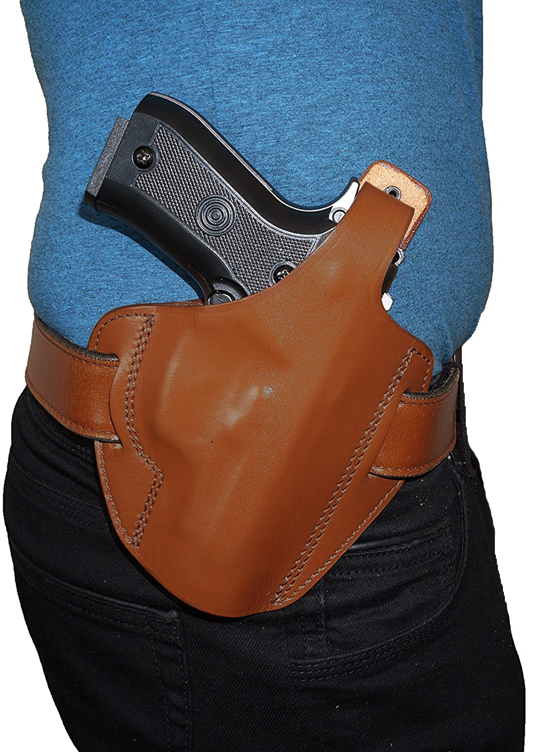 Pancake Leather Holster, Fits Glock 19 Glock 23, Two Slot Hand-Molded RH Handmade (ALIS531)
