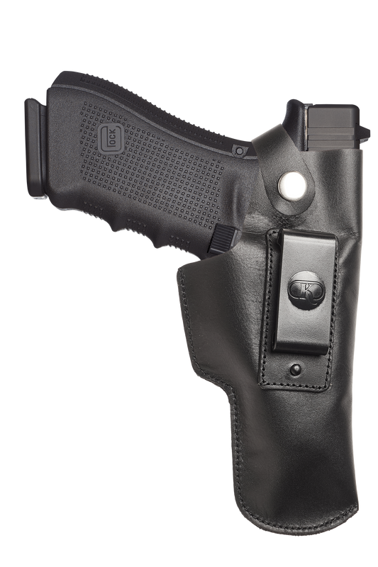 Koltster Leather Holster for Glock 17, IWB Holster for Glock 19 20 21 31 45 | S&W M&P Shield and Similar Sized Handguns, Concealed Carry Genuine Leather Holster with Belt Clip, Black Handmade (KM149)