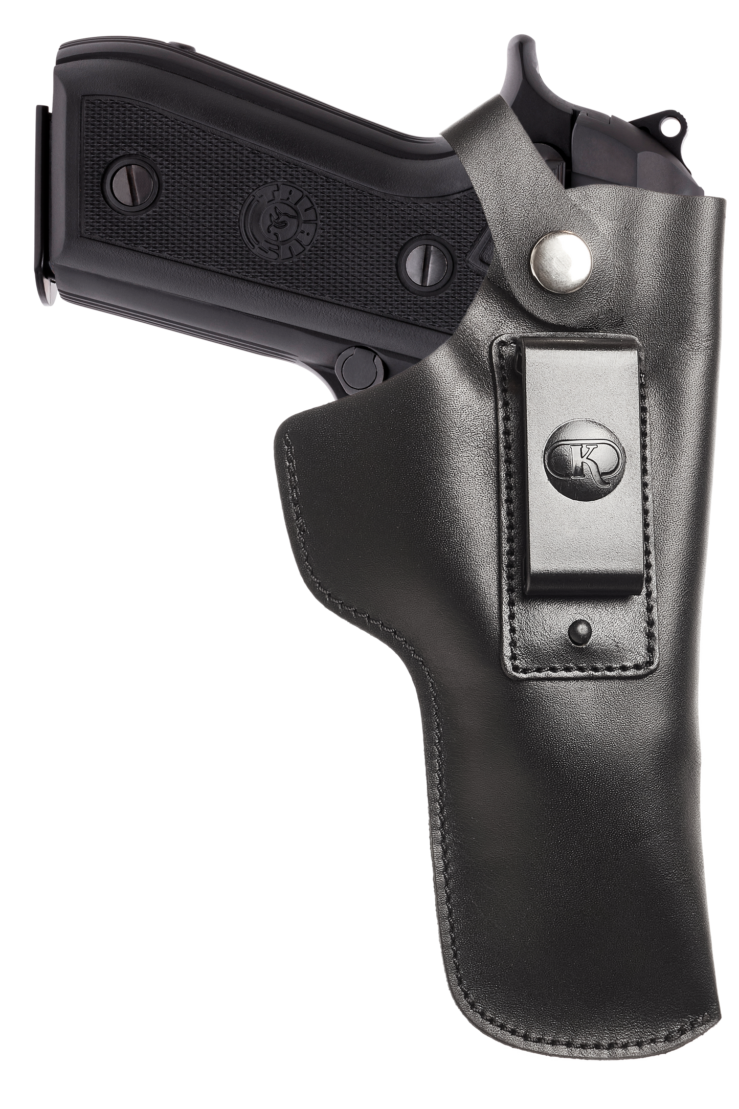 Koltster Beretta 92F Holster, IWB Leather Holster for Beretta 92 92S 92FS | S&W M&P Shield and Similar Sized Handguns, Concealed Carry Genuine Leather Holster with Belt Clip, Black Handmade (KM151)