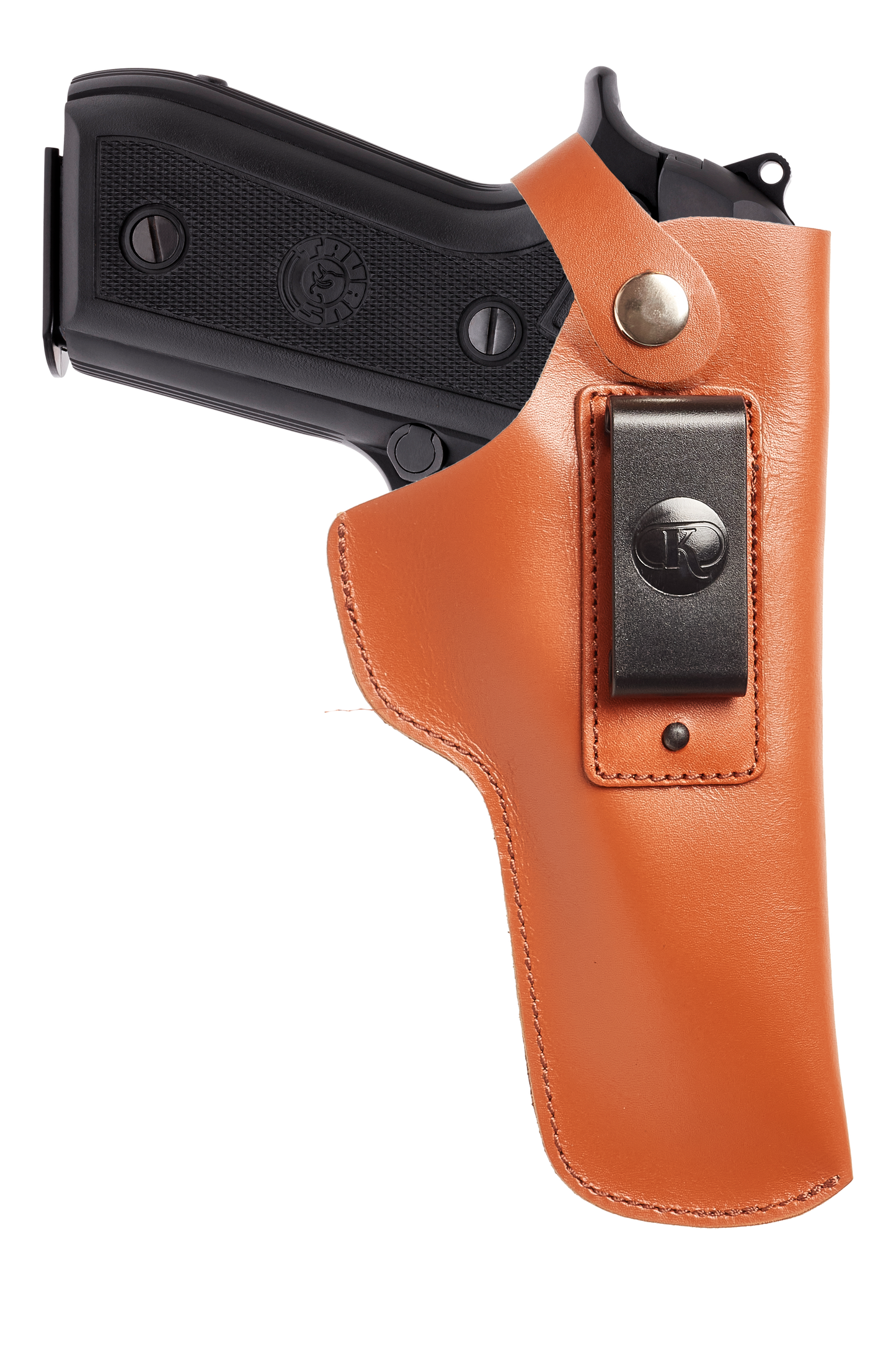 Koltster Beretta 92F Holster, IWB Leather Holster for Beretta 92 92S 92FS | S&W M&P Shield and Similar Sized Handguns, Concealed Carry Genuine Leather Holster with Belt Clip, Black Handmade (KM151)