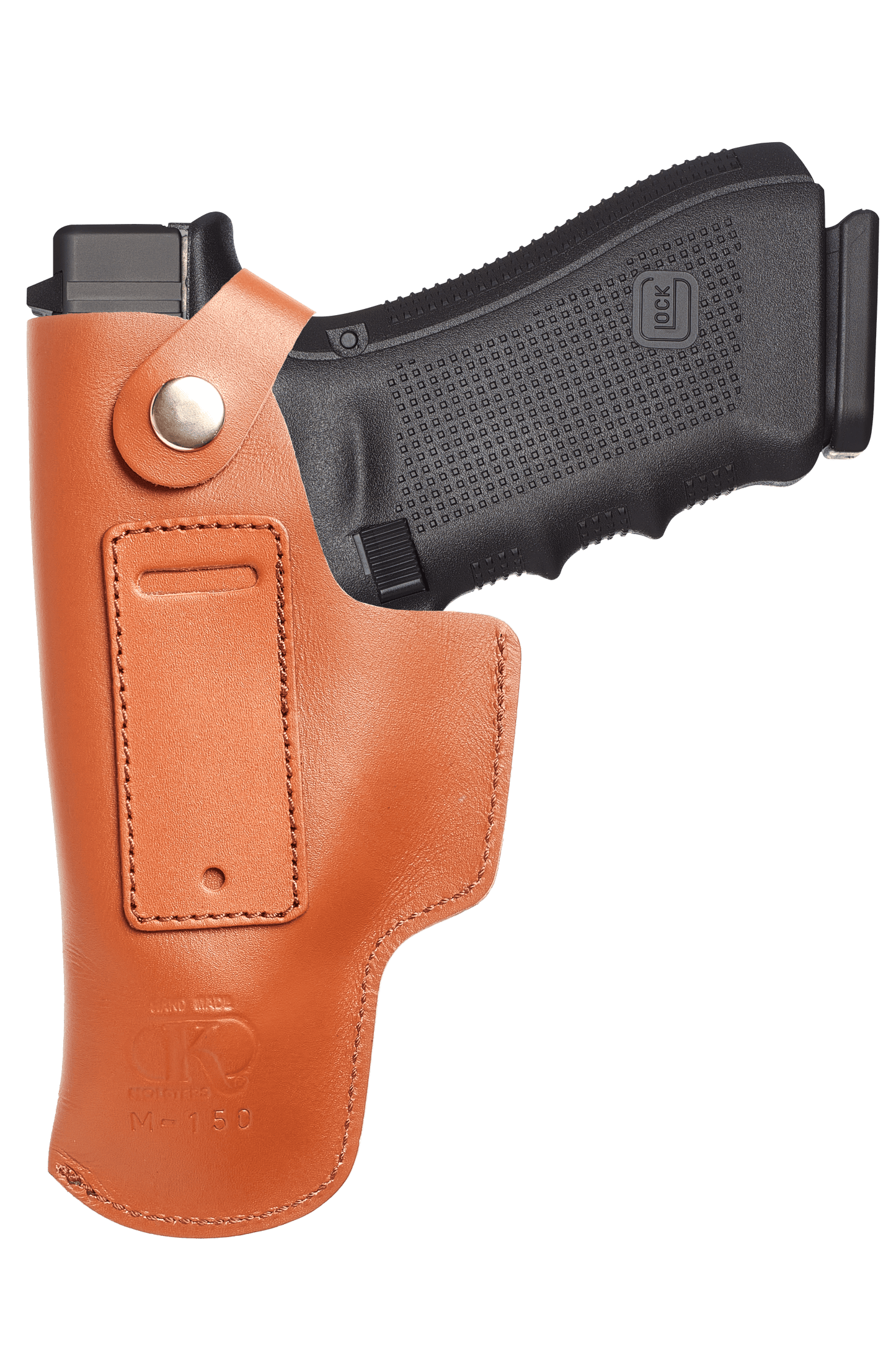 Koltster Leather Holster for Glock 19, IWB Holster for Glock 17 20 21 31 45 | S&W M&P Shield and Similar Sized Handguns, Concealed Carry Genuine Leather Holster with Belt Clip, Black Handmade (KM150)