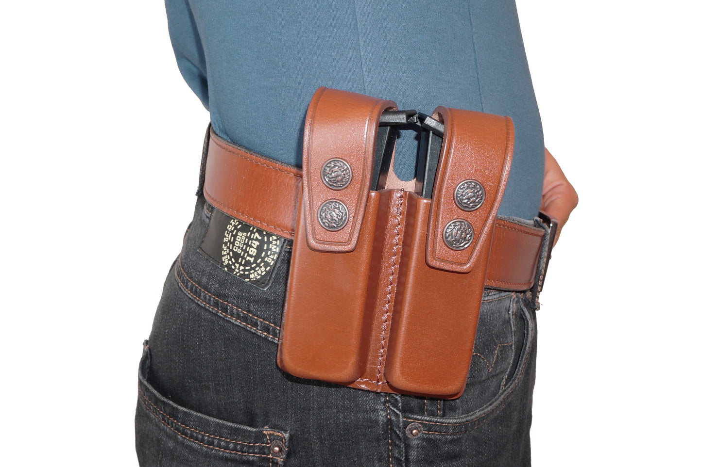 ALIS34303 Pancake Leather Holster & Double Magazine Pouch for All 1911 Models RH Handmade!