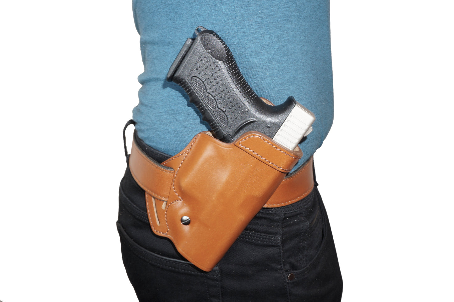 Small of Back Leather, Concealment Holster Fits Glock 17 22 30 Genuine Leather Handmade (ALIS467)