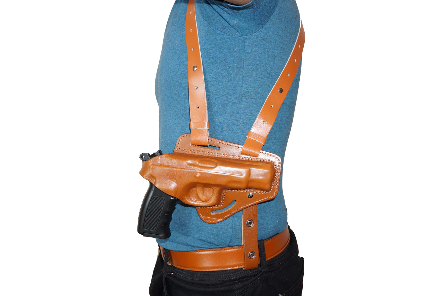 KHS311 Horizontal Shoulder & Belt Holster RH Thumb Break with Double Magazine Pouch for CZ 75 (2in1) Free Extension for Big Body Size!