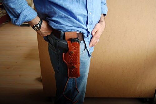 ALIS402 Belt with Leg Ties Leather Holster Retention Strap Fits Colt Ruger Springfield Taurus Remington 1911 RH Handmade!