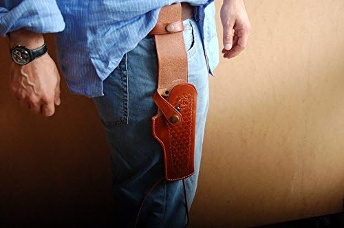 ALIS402 Belt with Leg Ties Leather Holster Retention Strap Fits Colt Ruger Springfield Taurus Remington 1911 RH Handmade!