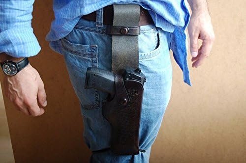 ALIS402 Belt with Leg Ties Leather Holster Retention Strap Fits Colt Ruger Springfield Taurus Remington 1911 RH Handmade!