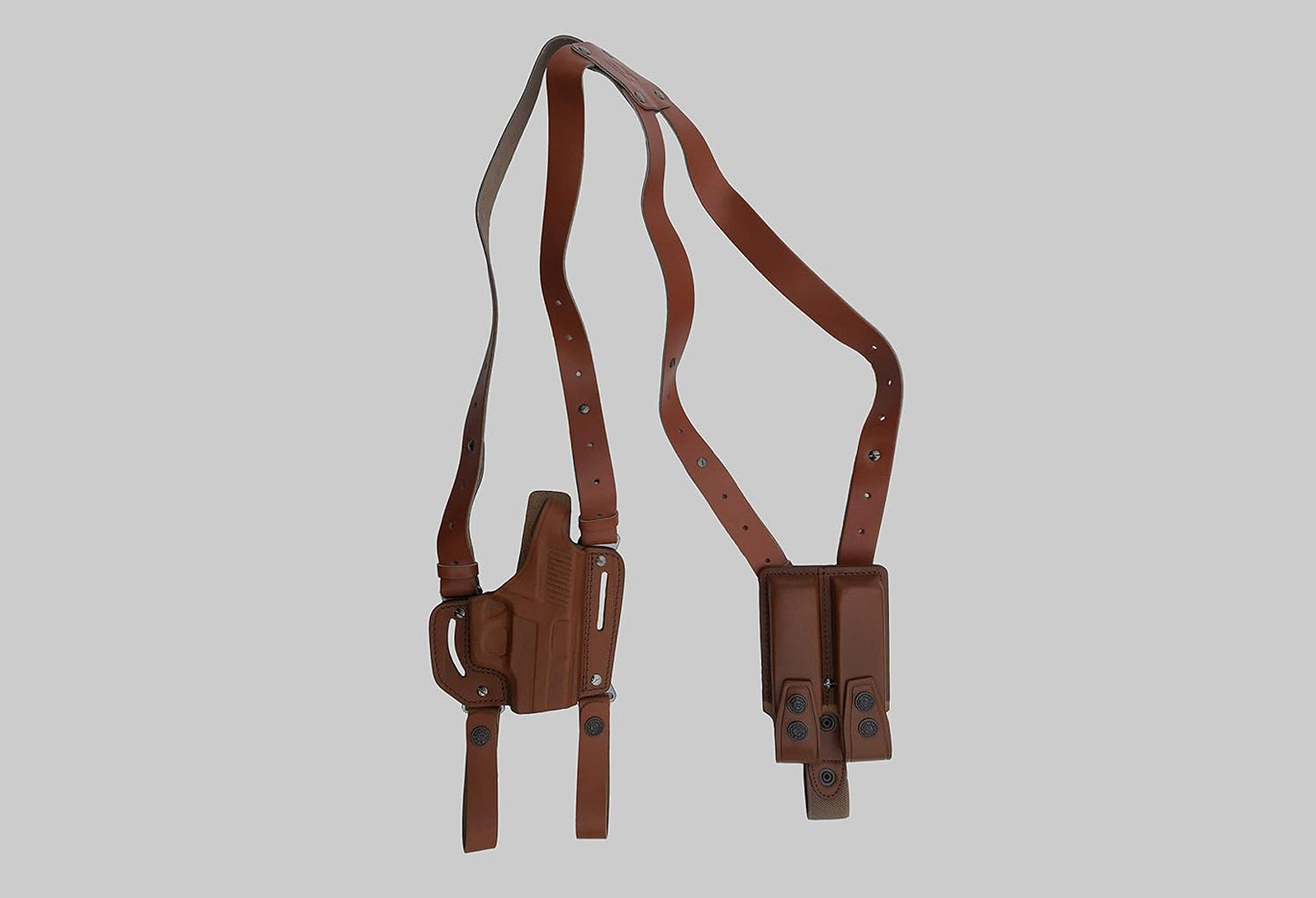 KHS342 Leather Shoulder & Belt Holster Open-end with Double Mag Pouch for Sig Sauer P226 (2in1)