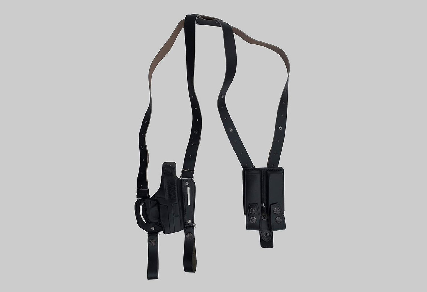 KHS342 Leather Shoulder & Belt Holster Open-end with Double Mag Pouch for Sig Sauer P226 (2in1)