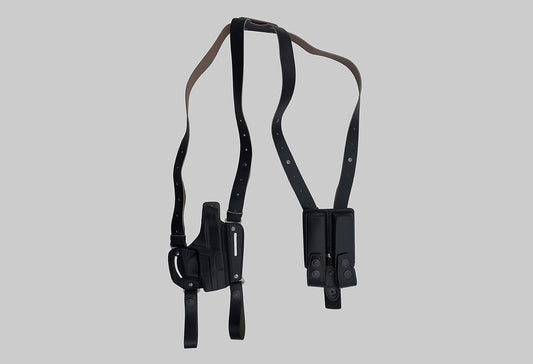 KHS342 Leather Shoulder & Belt Holster Open-end with Double Mag Pouch for Sig Sauer P226 (2in1)