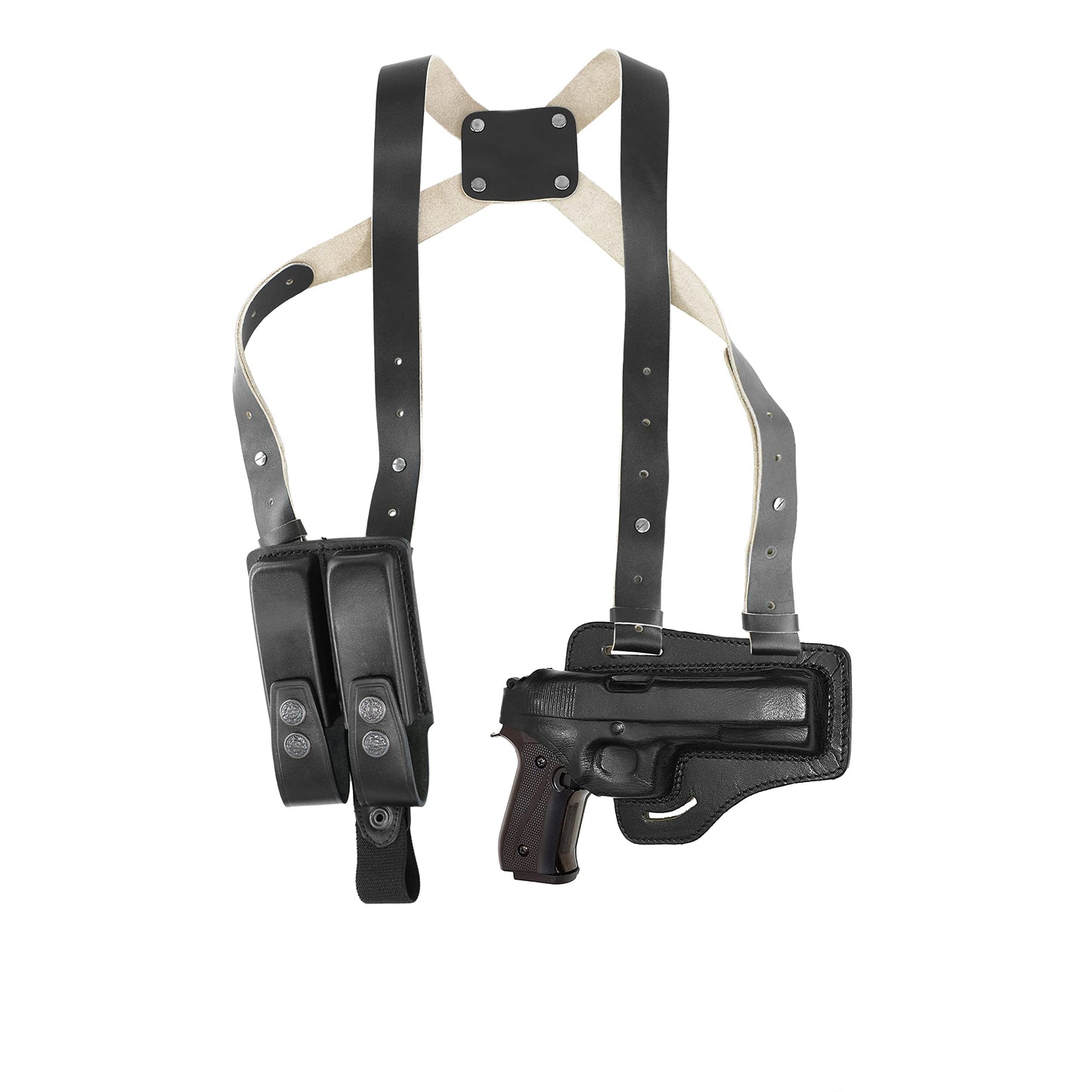 KHS343 Horizontal Shoulder & Belt Holster with Double Magazine Pouch RH Fits Colt Ruger Springfield Taurus 1911 Handmade! Free Extension for Big Body Size!