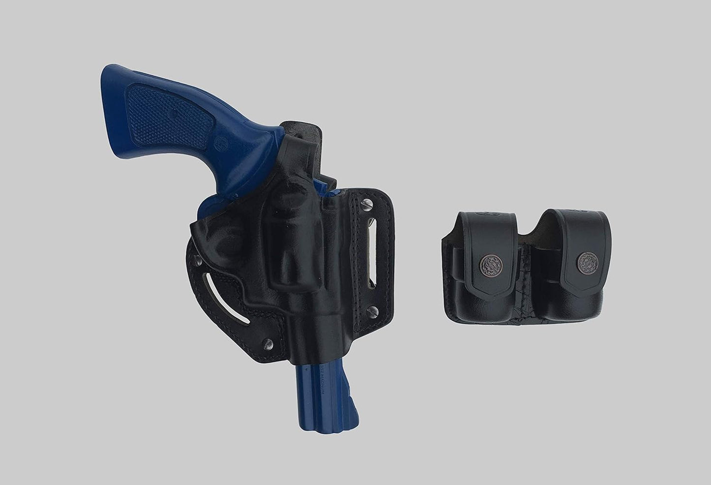 KHS306 Shoulder & Belt Holster Open-end with Double Speedloader Pouch 357 Magnum & Similar Revolvers (2in1)