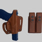 KHS340 Leather Shoulder & Belt Holster Open-end with Double Mag Pouch for Glock 17 19 22 23 (2in1)