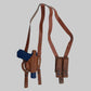 KHS340 Leather Shoulder & Belt Holster Open-end with Double Mag Pouch for Glock 17 19 22 23 (2in1)