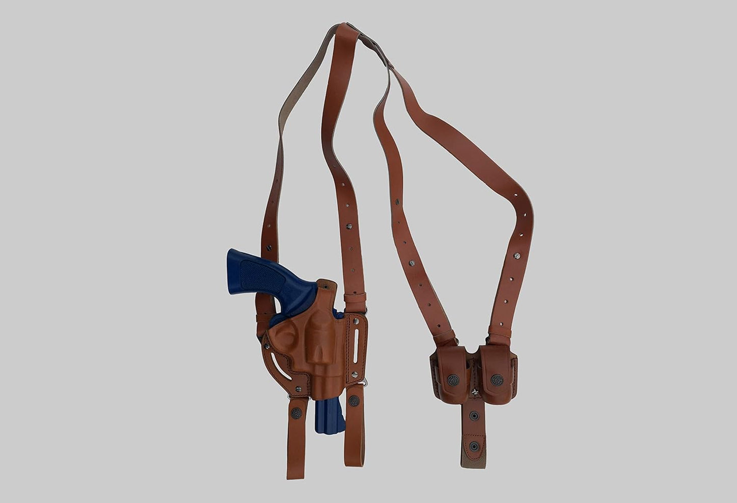 KHS306 Shoulder & Belt Holster Open-end with Double Speedloader Pouch 357 Magnum & Similar Revolvers (2in1)