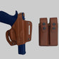 KHS344 Leather Shoulder & Belt Holster Open-end with Double Mag Pouch for Colt 1911 (2in1)