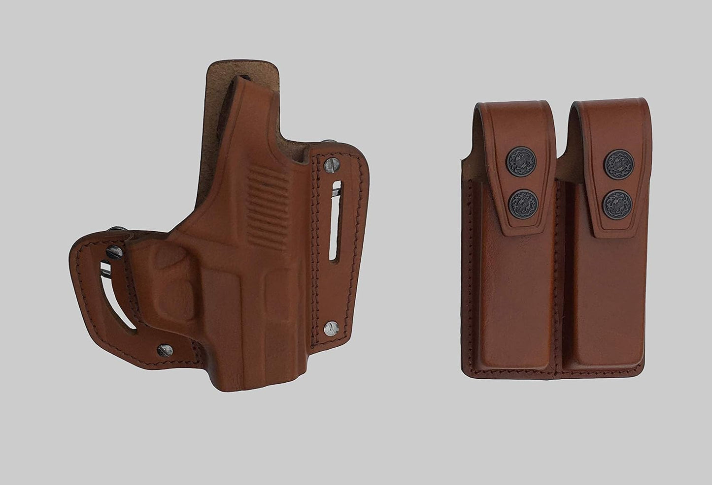 KHS342 Leather Shoulder & Belt Holster Open-end with Double Mag Pouch for Sig Sauer P226 (2in1)