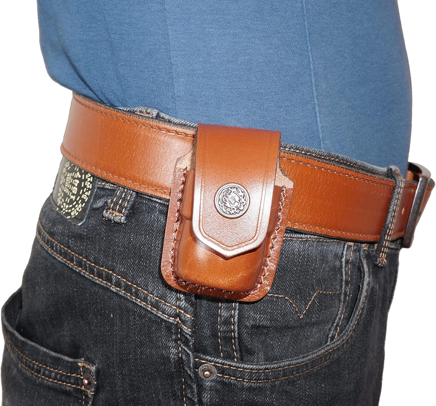 357 Magnum Holster, 2 Slot Pancake OWB Leather Gun Holster Thumb Break Handmade!