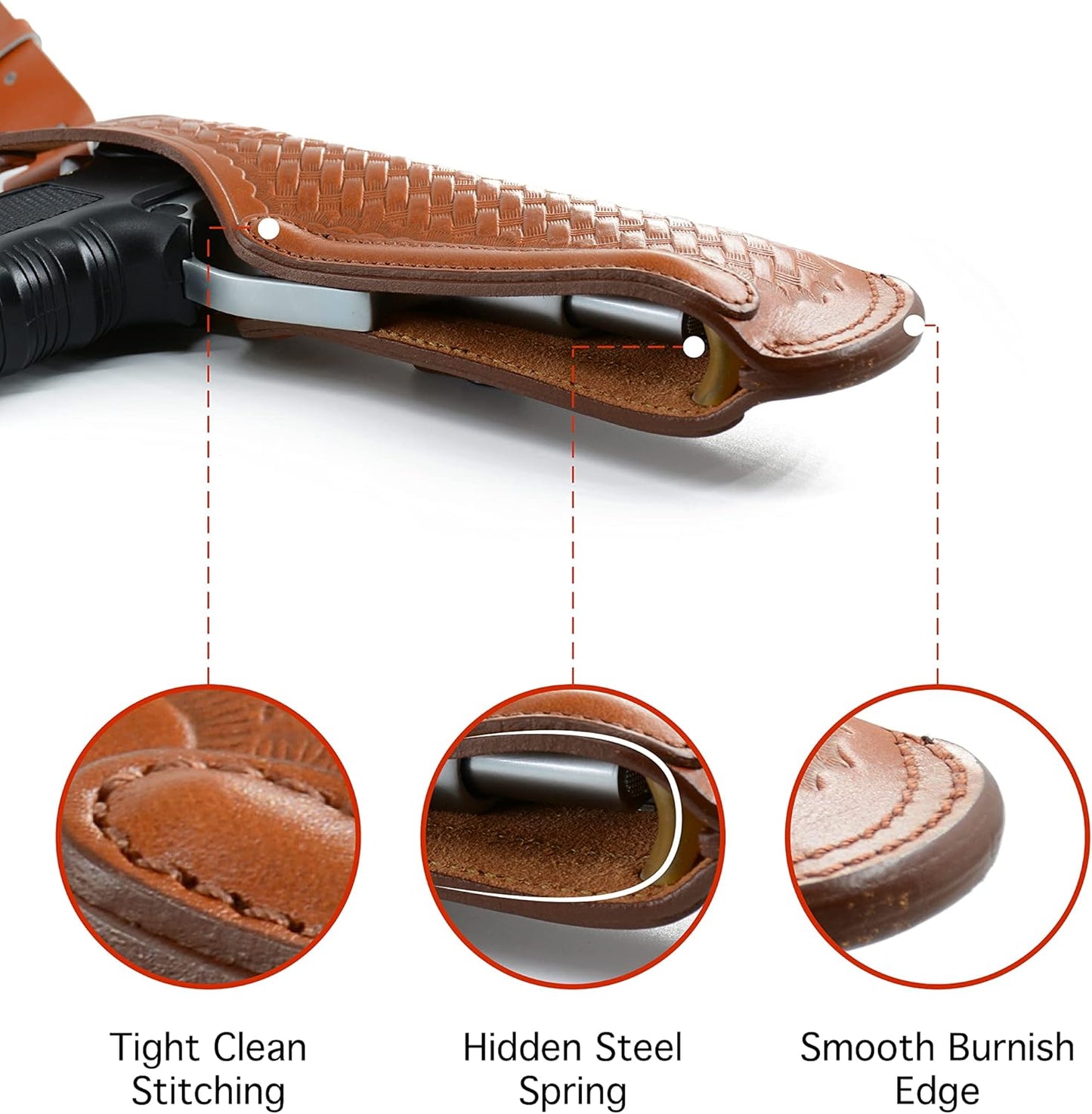 Vertical Shoulder Holster for Beretta 92 92F 96 B803 | Taurus 92&99, Basketweave Leather Shoulder Holster with Double Magazine Pouch Left Handed Handmade! (#L40006-92)