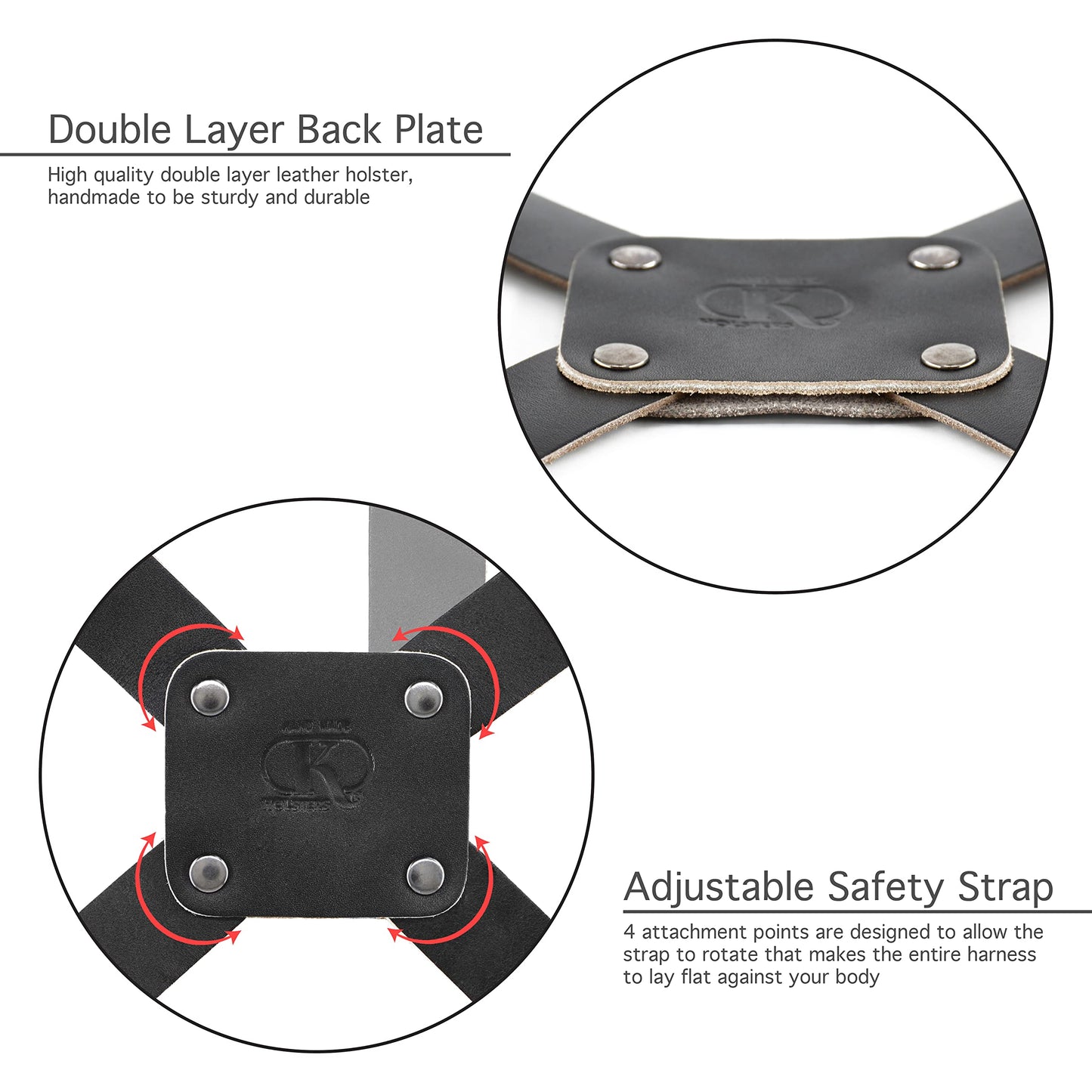 KHS343 Horizontal Shoulder & Belt Holster with Double Magazine Pouch RH Fits Colt Ruger Springfield Taurus 1911 Handmade! Free Extension for Big Body Size!